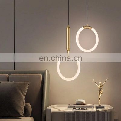 Nordic Gold Semicircular Glass Shade Chandelier Home Art Living Room Pendant Lamp Ceiling Light Fixture