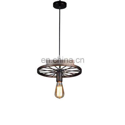 Industrial Wheel Hanging Lights Retro Loft Iron Pendant Lamp Chandelier Restaurant Bar Cafe Commercial Pendant Lighting