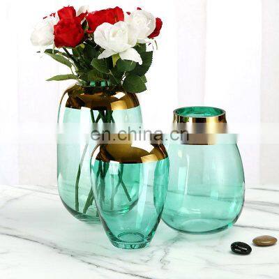 Hot Sales Cheap Morden Nordic Gold Plated Sitting Room Decoration Hydroponic Plants Pot Glass Vase photo-2