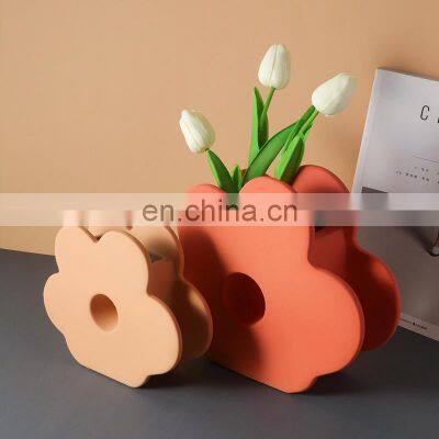 Promotion Flower Shape Vases Home Ornament Chinese Centerpiece Colorful Ceramic Vase