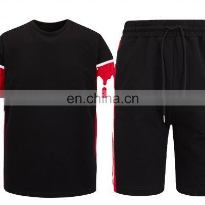 Summer Tracksuit Summer Mens Short Set 2022 OEM Custom Men Summer 2 Piece Cotton Short Sleeve Tracksuit