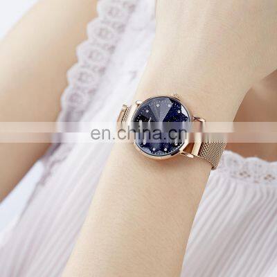 SINOBI Magnetic Clasp Women Wrist Watches S9796L Starry Sky Lady Watch Unique Cutting Glass Reloj Para Mujer