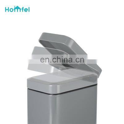 5L Trash Bin Retangular Shape Pedal Soft Close Silver Stainless Steel Color photo-5