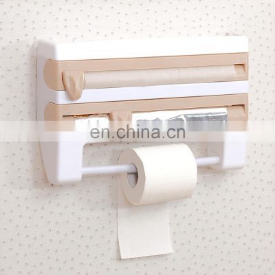 Multifunction Kitchen Cling Film Foil Dispenser Wall Mounted Paper Towel Holder Cling Film Holder