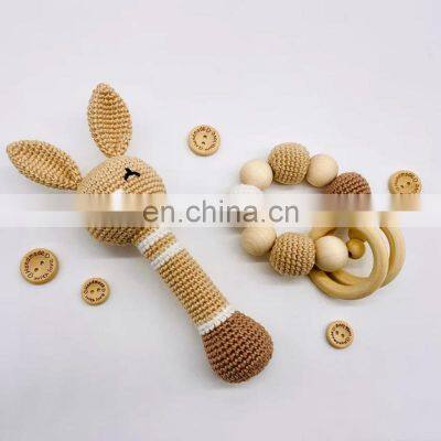 Best Price Crochet bunny rattle pattern, baby wooden rattle Handmade Kid's Toy Vietnam Supplier Cheap Wholesale