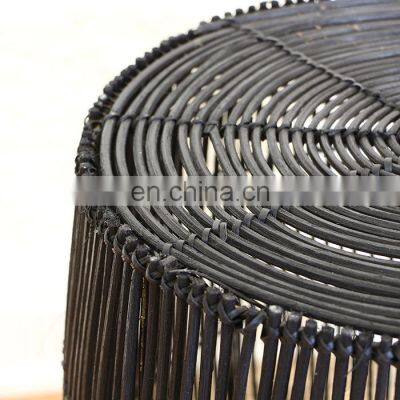 Black Woven Round Shape Natural Rattan Coffee Table High Quality Side Table Plant Stand Cheap Wholesale photo-5