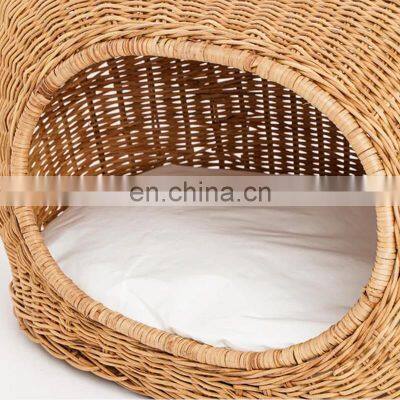 Hot Sale Handcrafted Rattan Wicker Cat Bed With Cushion and Portable Eco - Friendly Cat House Wholesale Made in Vietnam photo-4