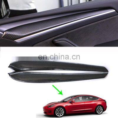 2021 New Tesla Carbon Fiber ABS Interior Styling Scratch Protection Accessories For Model 3 Model Y Car Door Trim Strip Sticker