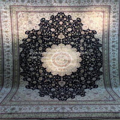 9x12ft Dark Mblue Handmade Silk Persian Carpet for Sitting Room and Meeting Room photo-5