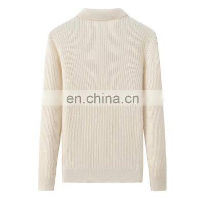 2024 New Arrival Women's Formal Solid Pattern Jumper Cashmere Turn-Down Collar Pullover With Polo Neck Knitted Buttons Winter photo-2