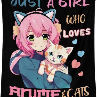 50x40 Inches Small Blanket for Kids, Girls - Personalized Blanket- Black Cute Fuzzy Throws Gifts for Cat Lovers