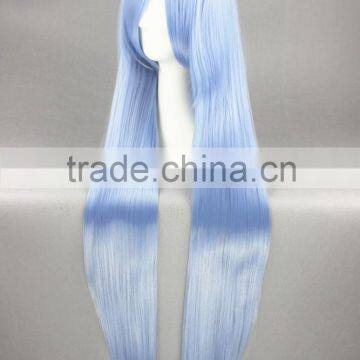 High Quality 100cm Long Straight Touhou Project-Hinanawi Tenshi Light Blue Synthetic Anime Wig Cosplay Hair Wig Party Wig photo-4