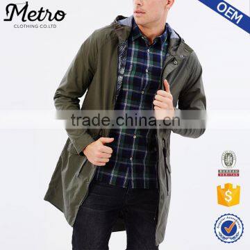 Wholesale Customised Mens Olive Fishtail Hooded Parka                        
                                                Quality Choice