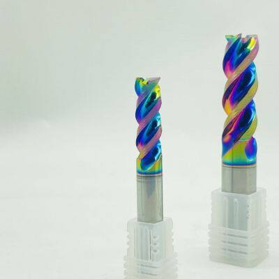 High Gloss Rainbow Coated 3 Flute Aluminum End Mill 8×24×75mm, Tungsten Carbide CNC Cutter For Non-Ferrous Metal CNC Machining & Cutting photo-2