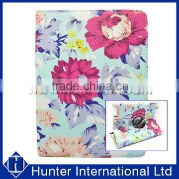 Printed Rose Garden Rotating Tablet Case For iPad 4