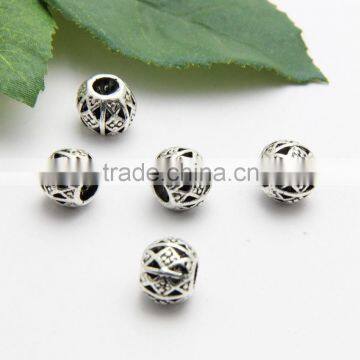 Factory Offer Big Hole Zinc Alloy Beads, DIY Anti-silver Big Hole Metal Beads for Bracelets and Necklace