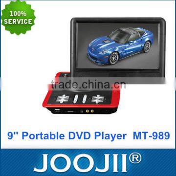 2015 HOT SELLING POPULAR DESIGN 9 Inch Car Portable DVD Player With Analog TV/FM Radio/Game/USB/SD/Rechargeable Battery