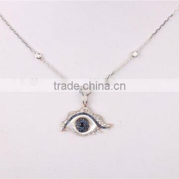 2016 Fashion 925 Sterling Silver Bule Evil Eye Pendant Necklace Jewelry