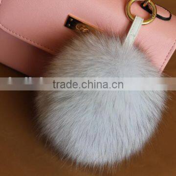 2016 Latest Fashion White Black 100% Real Fox Fur Pom Pom Girl Keychains photo-6
