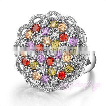 Colorful new design finger lucky stone white gold ring