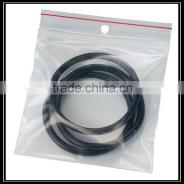 Clear red line plastic zipper packaging bags with round hole