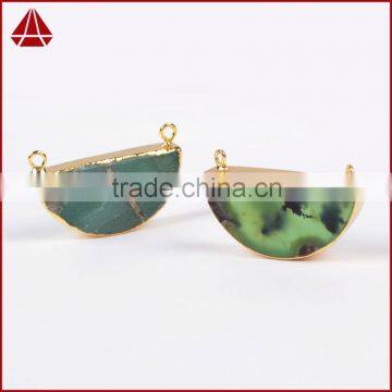 Half Moon Cresent Chrysoprase Pendant Necklace Jade Jewelry Jewels With Double Bails