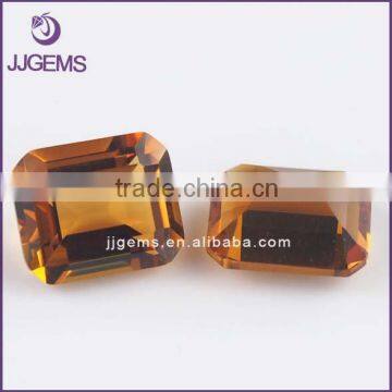 Hot Sale Hydrothermal Synthetic Emerald Cut Dark Yellow Quartz