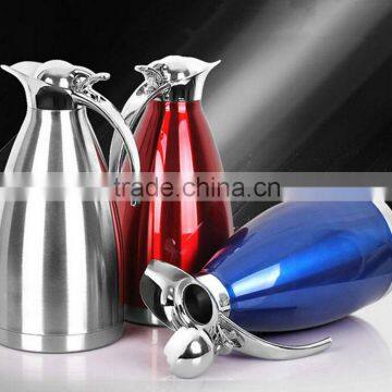 beauty design color double wall stainless steel coffee pot with big mouth, household stainless steel vacuum pot kettle teapot