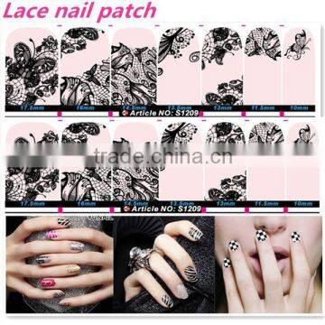 Black Lace pink nail art designs gold supplier Nail art sticker nail designs