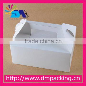 white card paper cake box with handle packaging food