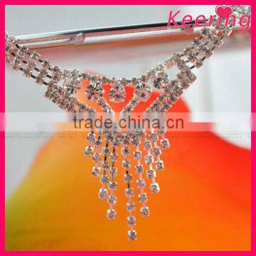 latest design necklace style woman rhinestone trim handmade crystal chain WRC-194