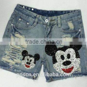 Women Wholesale fashion cartoon short jeans