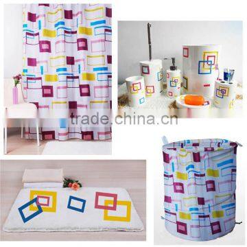 Colorful Printed Home Sanitary Accessories Assortment Bathroom Set