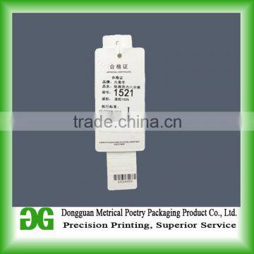 Factory Design Paper China Hang Tag for Clothing Printed Garment Tag