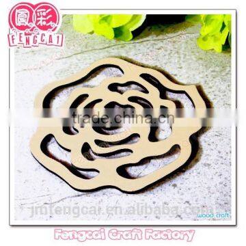 Custom made laser hollow cut wood Flower Shape Coaster ( Wooden gift in laser-cutting & engraving )