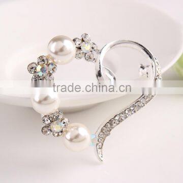 Fashion Designs Heart Shape Rhinestone Brooch Pin With Pearls,Brooches And Pins For Wedding Bouquet,Crystal Wedding Brooch Quality Choice photo-5