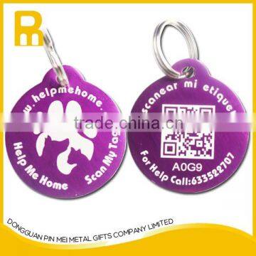 Engraving Anodized Aluminum QR Code Pet Tags / Qr Code Dog Tags