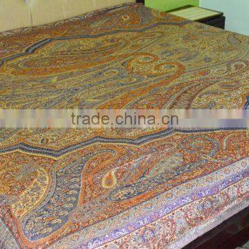 Antique Pashmina Jacquard pattern viscose bedspreads