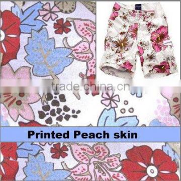 polyester printed peach skin fabric for beach shorts