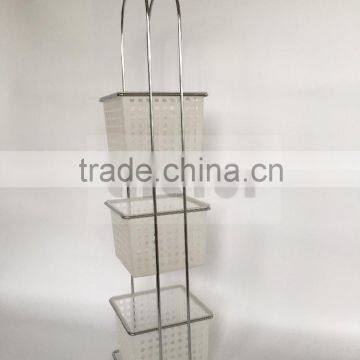 3 tier free stand caddy with plastic basket