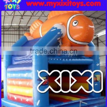 Kids interested inflatable jumping bouncer castle fish theme