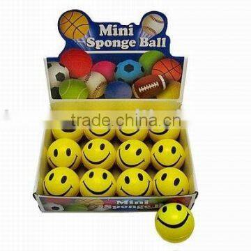 MINI SPONGE BALL--2.5IN SMILE FACE BALL