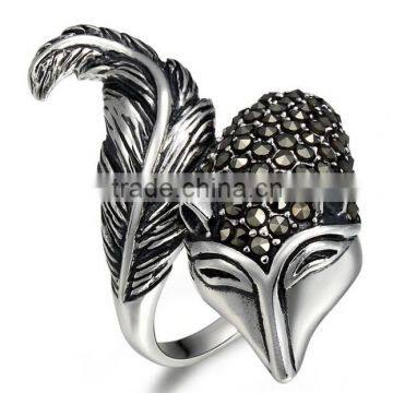 2016 Fashionable S925 Silver Ring Silver Fox Ring With Diamond