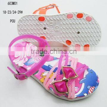 Elegent PCU girls sandals with lovely bowknot