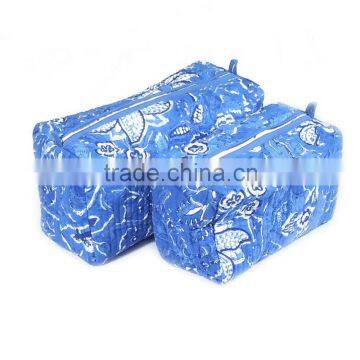 Cosmetic Bag Anarkali Blue soft padded with water resistant inner lining SKU 7978