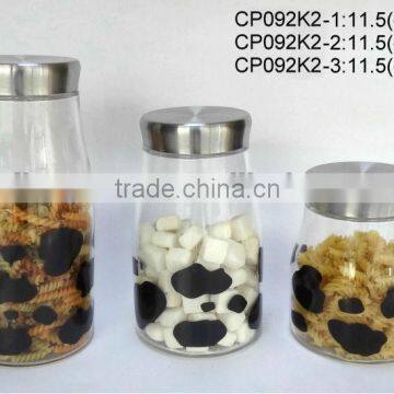 CP092K2 round glass jar with decal printing