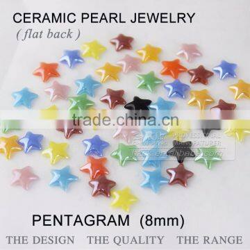 ceramics pearl 8*8mm pentagram flat back ceramic Rhinestone factory direct on sales