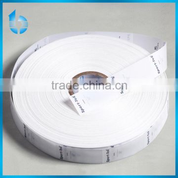 Polyester tape machine printed care label printing wash care label from Chinese factory with EU BSCI passed inspection