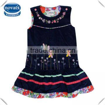 (H5972) 2-6y 2 colors dongguan tongxing nova kids garment girls corduroy dress embroidery toddler clothes