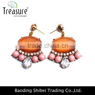 2016 Occident Multicolor Gem Alloy Charm Drop Earing Fashion Jewelry